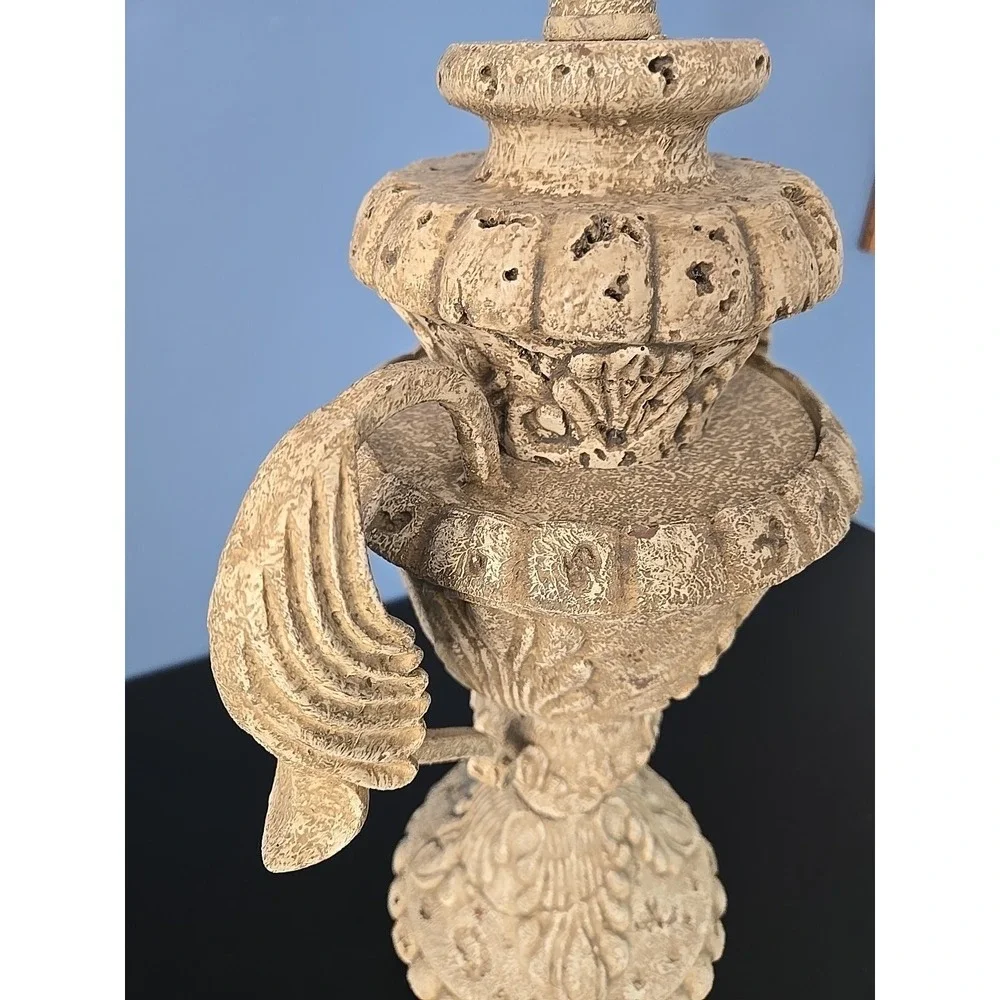 Berman Greek Vtg Ornate Urn Table‎ Lamp Crackle Glaze Resin 28